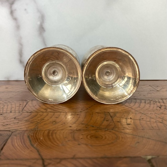 Vintage Pair Nickel Silver Egg Cups with Crests - Picture 7 of 8